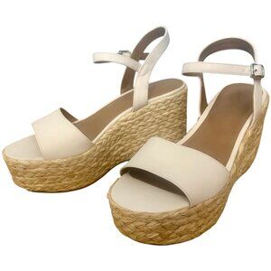 Universal Thread White Platform Wedge Sandals Ankle Buckle High Heels Size 9.5